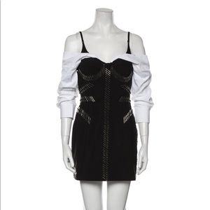 Alexander Wang off shoulder black dress spikes